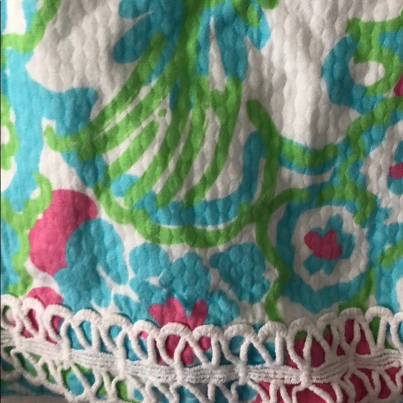 Lilly Pulitzer Turquoise & Pink Skirt w/ Lace Trim - Picture 3 of 3